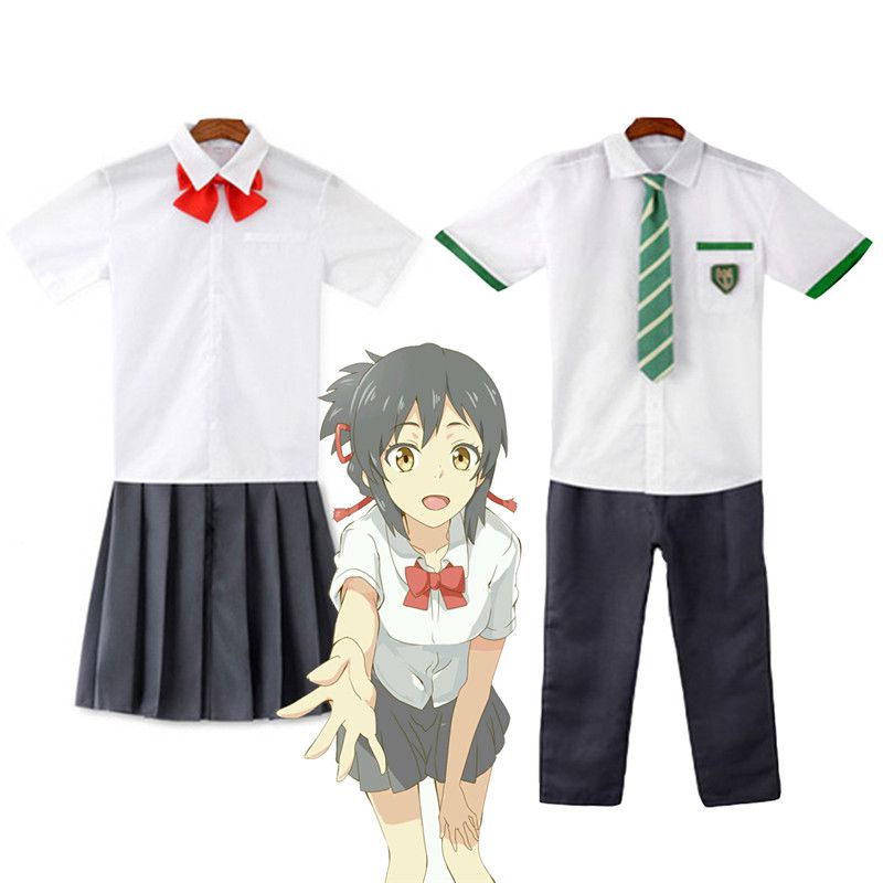 Fantasia de personagens de anime kimi no na wa, uniforme escolar tachibana  taki e miyamizu mitsuha