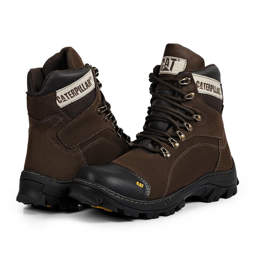 Bota Botina Coturno Caterpillar Couro Legítimo Preto Conforto