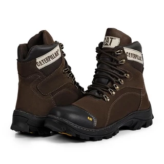 Bota Botina Coturno Caterpillar Couro Legítimo Preto Conforto