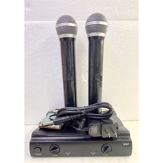 Microfone duplo profissional sem fio UHF dinâmico omnidirecional preto 4072