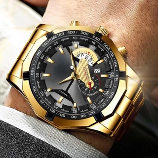 S001 Relógio Masculino Luxuoso Com Pulseira De Aço Inoxidável , Relógios De Quartzo À Prova D