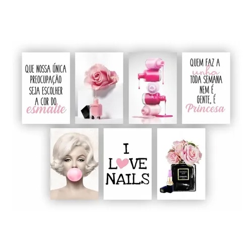 Quadros Decorativos Plaquinhas Salão De Beleza + Nome Rosa