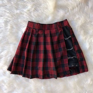 Saia Short Vermelha Amarela Preta Branca Corrente Kawaii Tumblr PRESENTE DIA DOS NAMORADOS Colegial