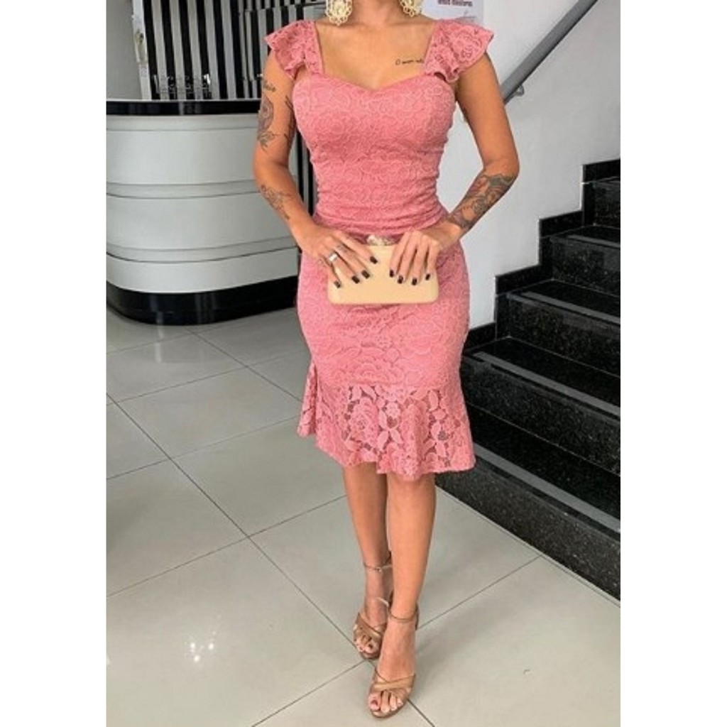 Vestidos de renda hot sale midi para festa