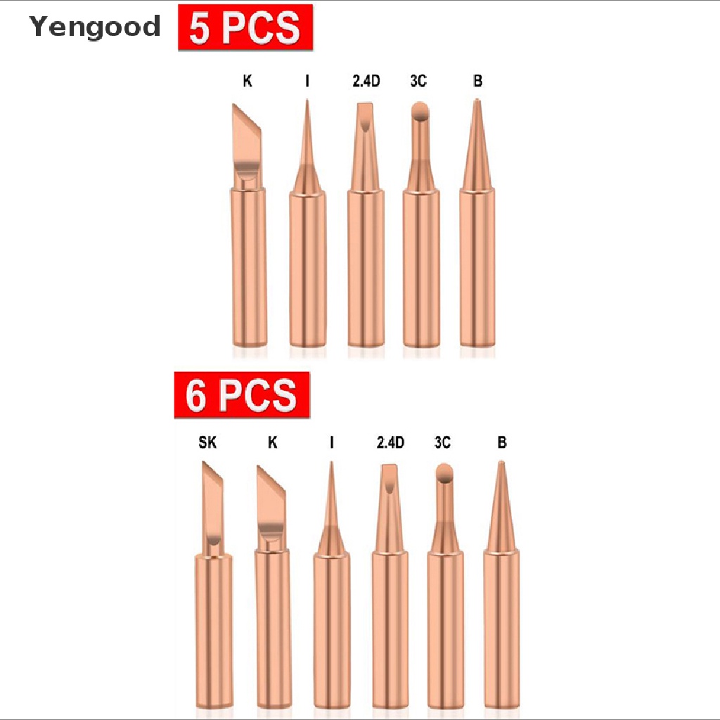 Yengood 5/6pcs Cobre Puro 900M-T Ponta De Ferro De Solda Sem Chumbo Cabeça De Bom