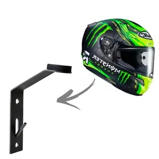 Suporte Capacete Moto Para Parede Reforçado Com Porta Chaves Preto