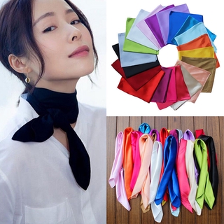 Lenço De Seda Quadrado De Cabelo Faixa Cor Sólida Satin Fashion Women Lady Bandana Macia Cachecóis 60cm * 60cm