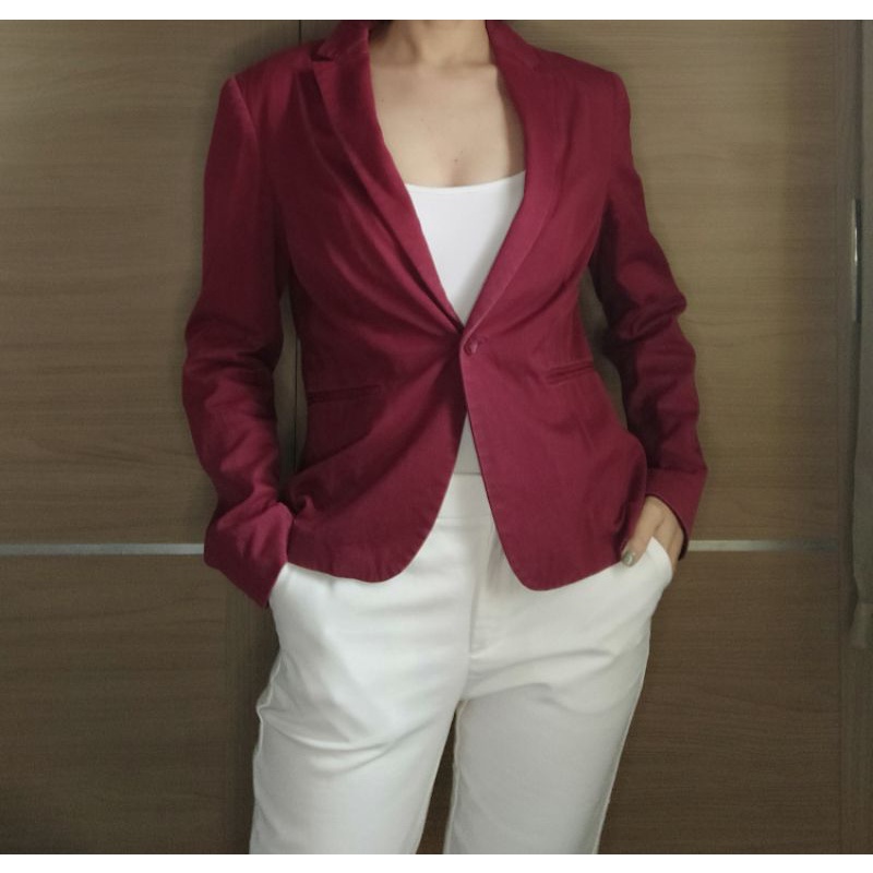 Blazer Alfaiataria Xadrez Vermelho Brechó - Marylu Brechó Online