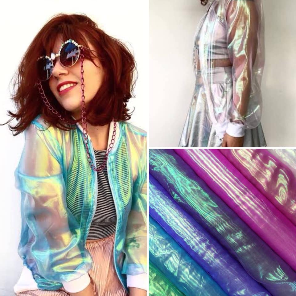 Tecido Organza Holográfica Holográfico Gazar Laser Perolada Furta cor Frutacor