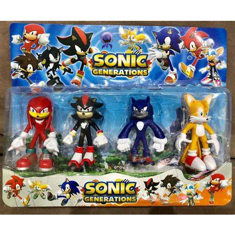 Kit 4 Bonecos Sonic Articulados 12 Cm + Acessorios p. Entrega