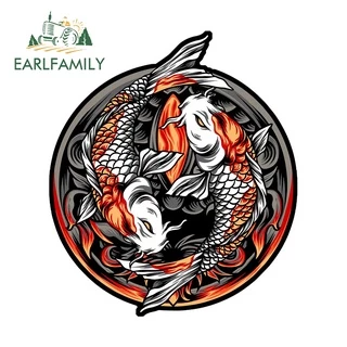 EARLFAMILY 13cm Koi Fish Car Sticker Motocicleta Campervan Cartoon Criativo Vinil Decalques À Prova D'água Oclusão Da Moda Acessórios Para Carros Raspadinha