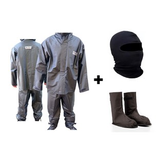 Kit - Capa De Chuva - Conjunto Calça Jaqueta Impermeavel Urbano Pvc - Moto / Motoboy / Motoqueiro + Polaina Galocha + Touca Ninja Balaclava