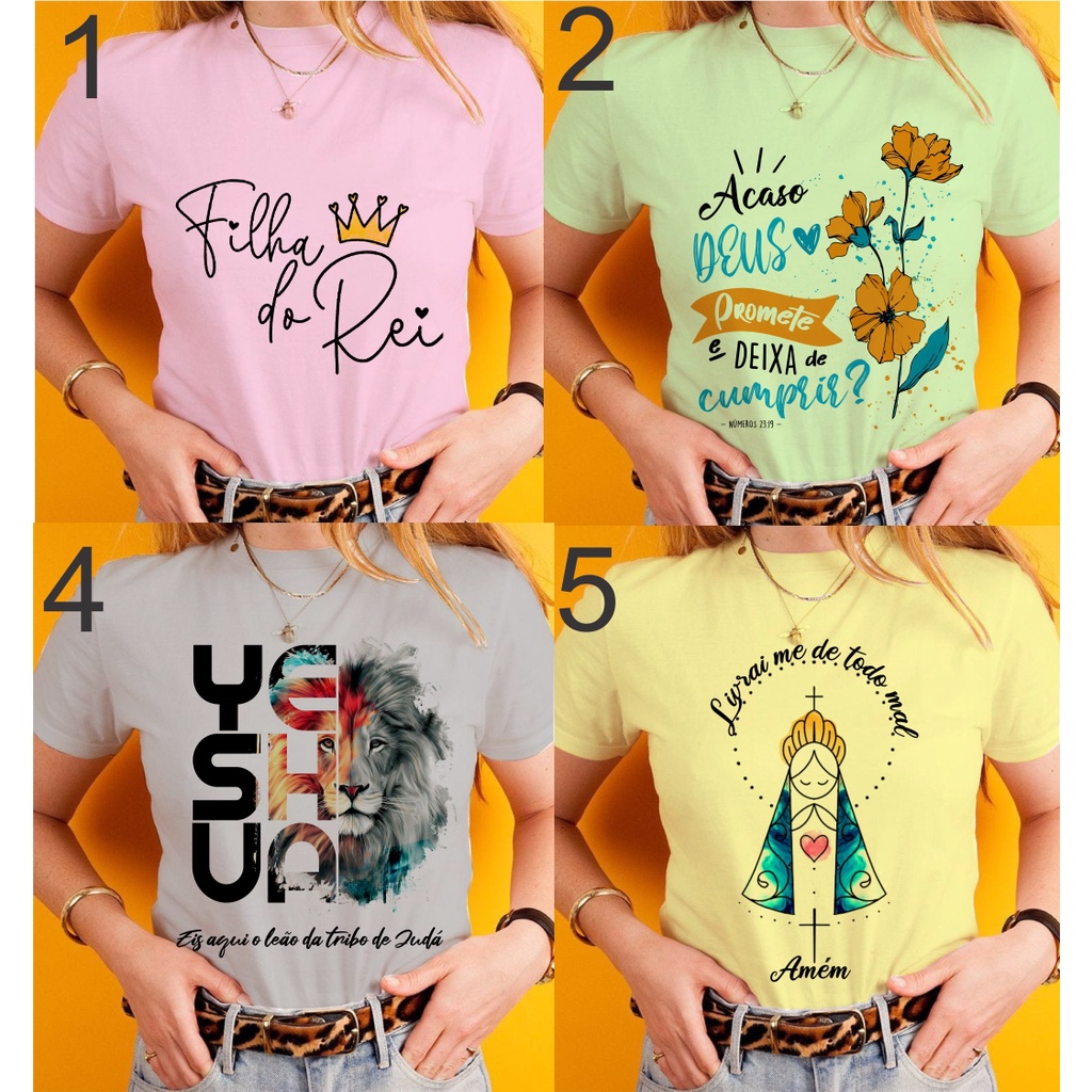 Camisetas best sale gospel femininas