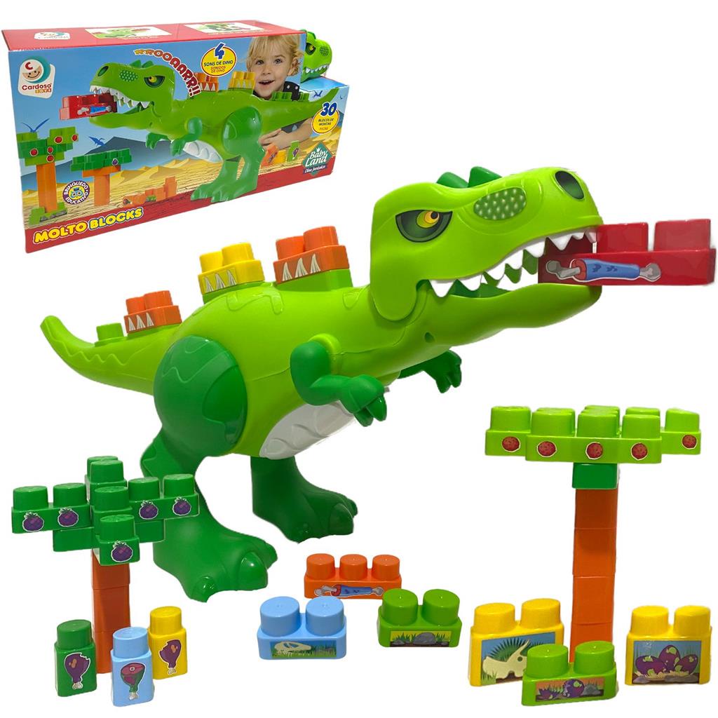 Seu Dinossauro Brincando com Blocos de Montar Monta Tudo 3D e Fofo Blocos  de Montar 