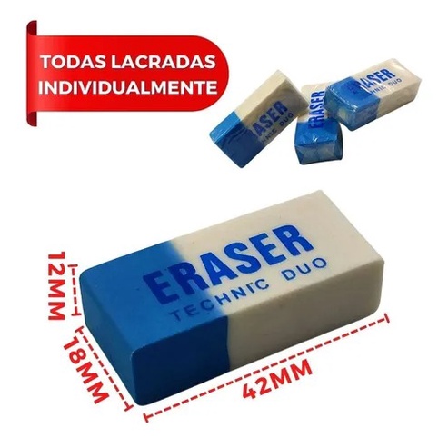 Mini Borracha Apaga Caneta Branca com Azul Duo Eraser | Shopee Brasil