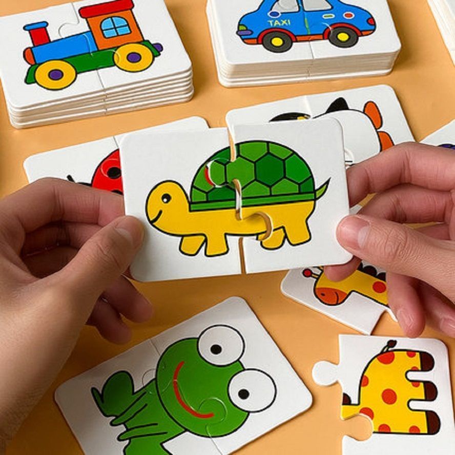 Jogo de papel educativo fácil para crianças, quebra-cabeça