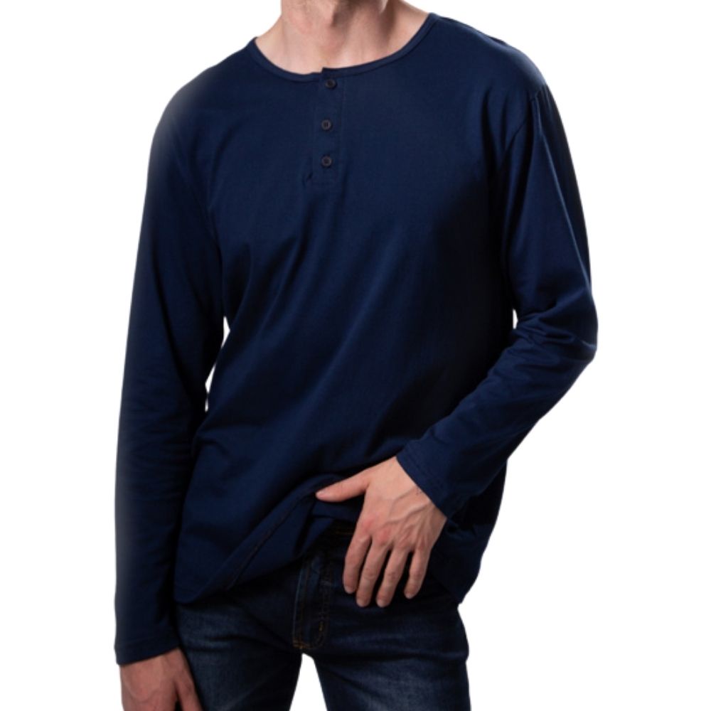 Camisa Masculina Henley Manga Longa - Modelagem Regular | J.VER