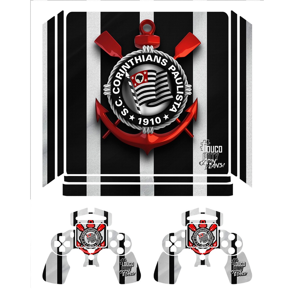 Skin adesiva para Playstation / PS4 Slim - Corinthians