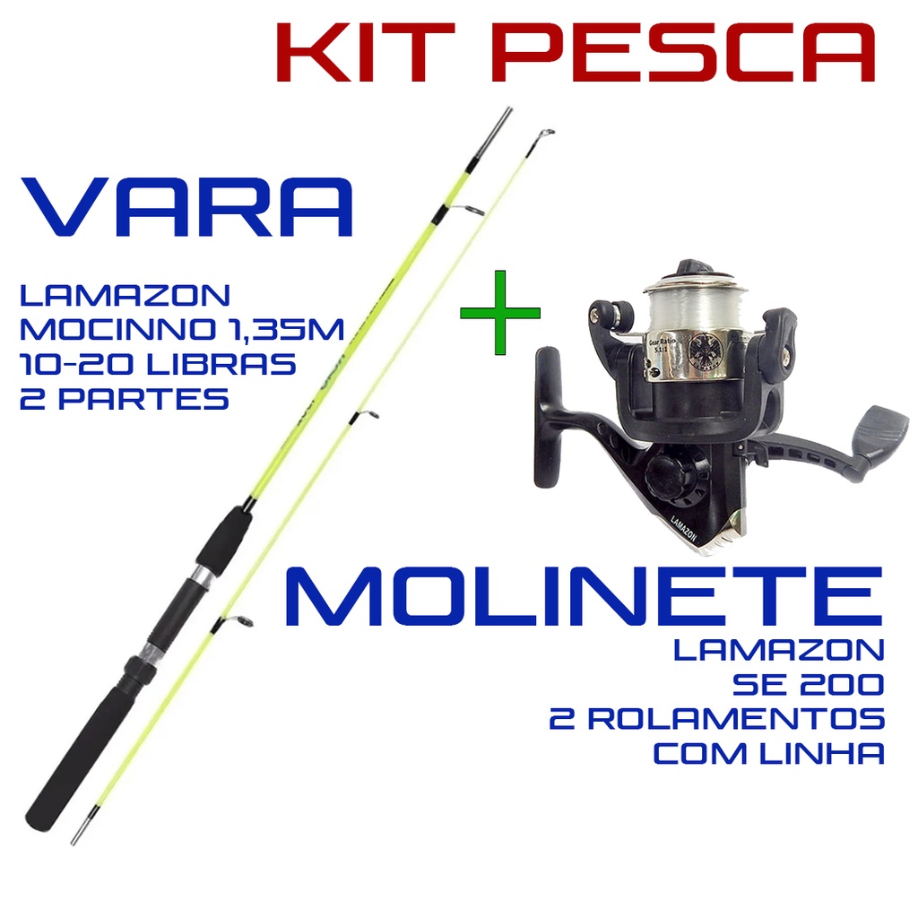 Kit De Pesca Vara E Molinete Lamazon Kit Pescaria Lagos Pesqueiro E