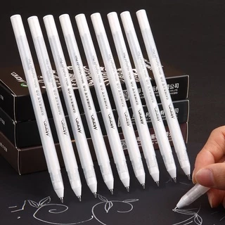 5 Pcs 0.8mm Criativo Tinta Branca Caneta Gel Destaque Marcador Ponta Fina Para Estudante Papelaria Desenho Arte Escrita Material Escolar