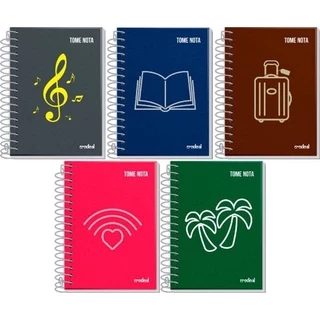 Kit 6 Caderno Caderneta De Anotações Espiral 48 Folhas