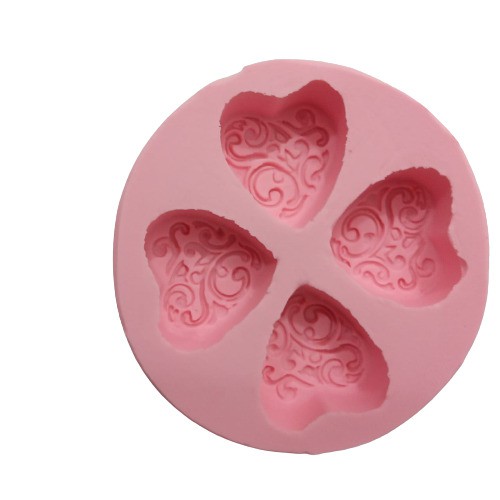 Forma de silicone coração amor 4 cav.