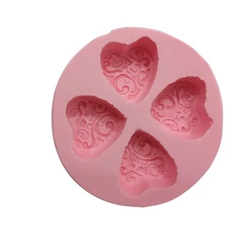 Forma de silicone coração amor 4 cav.