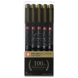 Kit 5 Canetas Sakura Pigma Micron Edição Limitada 100 anos
