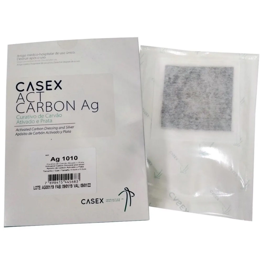 Curativo De Carvão Ativado E Prata Casex 10,5cm X 10,5cm | Shopee Brasil