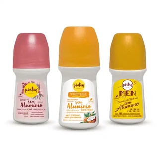 Desodorante Roll on Piatan Natural Vegano Sem Aluminio Kit com 03 und Variadas Renova Protege e Do Rui