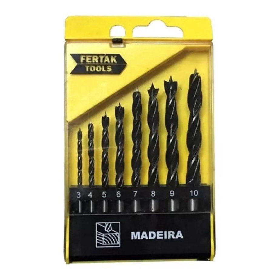 Jogo Broca de Madeira Fertak 8 Peças