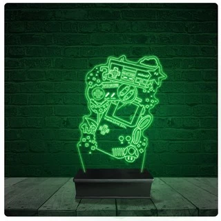 Luminária Abajur Acrílico Led - Nintendo Consoles Jogos