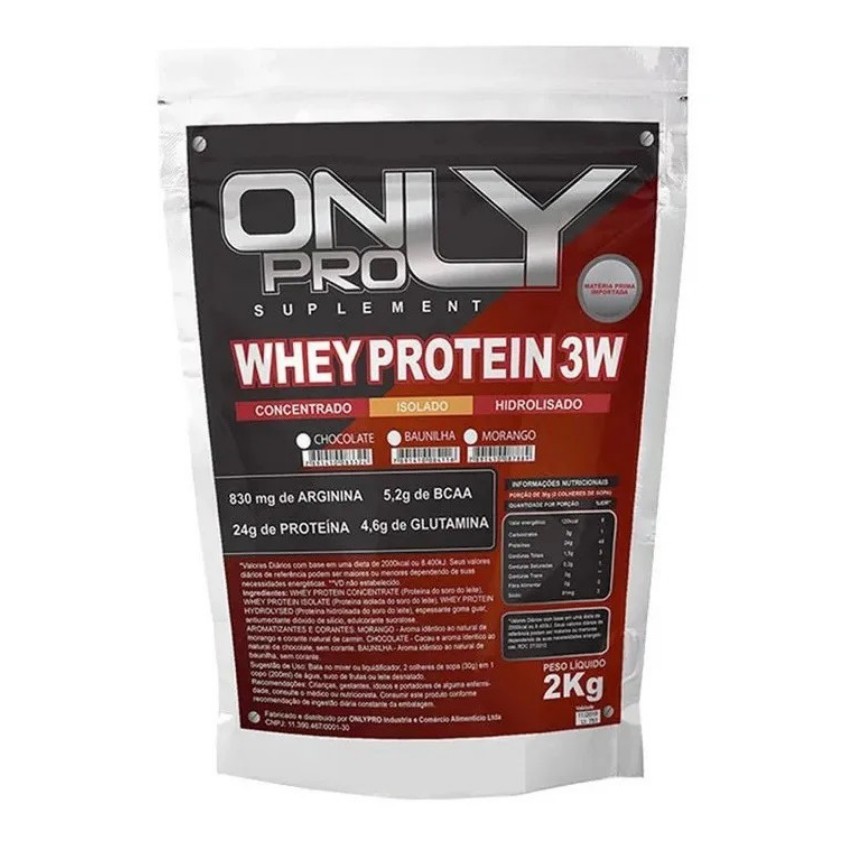 Whey protein 3w 2kg OnlyPro – Baunilha