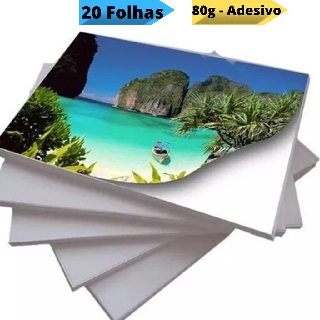 Papel Fotográfico Adesivo A4 Glossy 80G 20fls Masterprint | Shopee Brasil