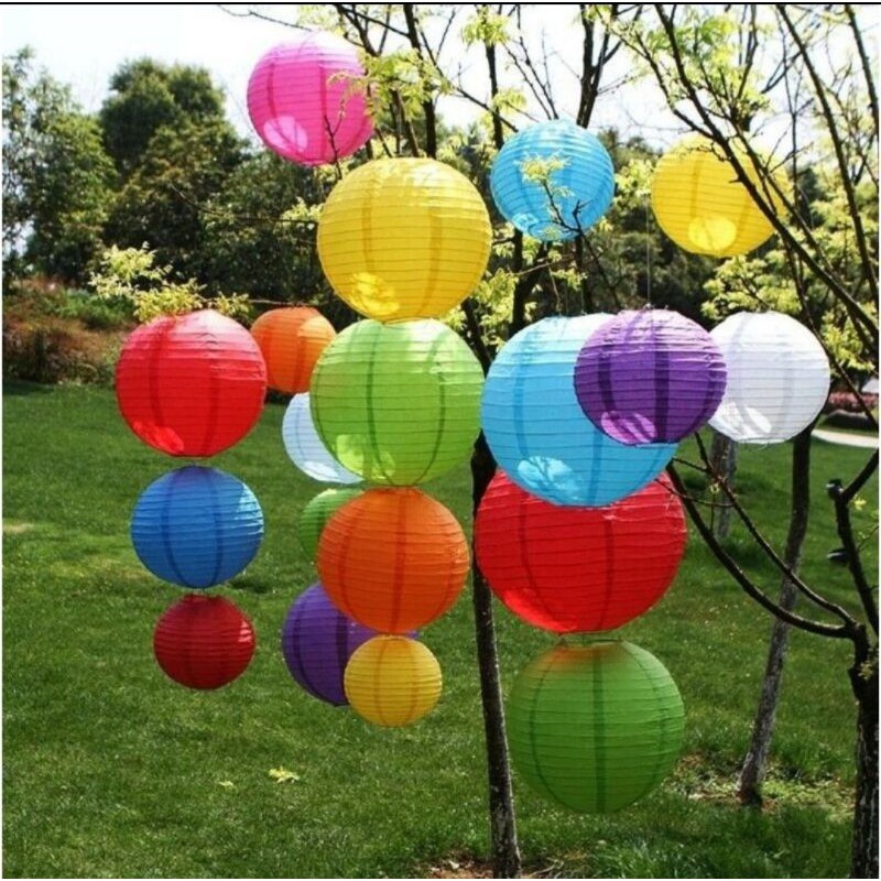 Kit 6 Balão Bola Japonês Lanterna Luminária Chinesa Coloridas Tecido