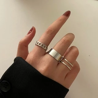 Anéis Conjunto Feminino Ajustável Falange Prata Banhado Anel Fino Moda Retrô Vintage Blogueira Kit
