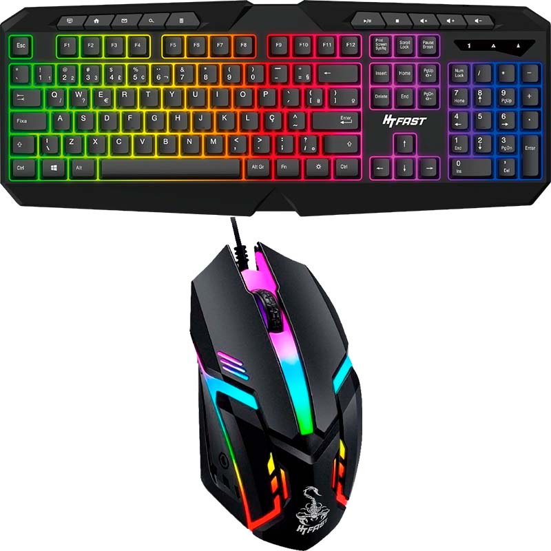 Kit Gamer Teclado Semi Mecânico + Mouse 1200dpi Usb Rgb Iluminado Jogos ...