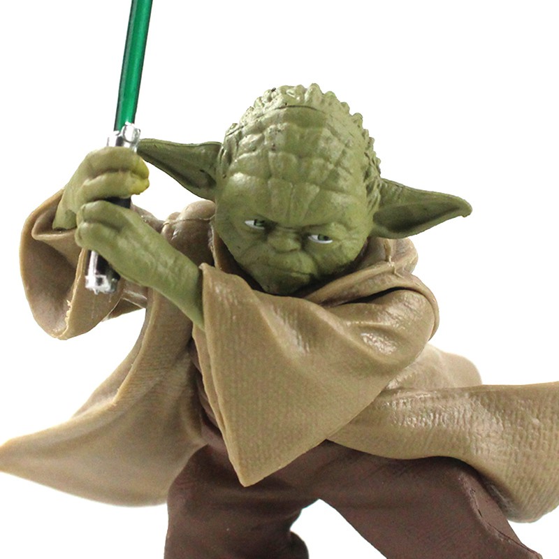 7cm Star Wars Jedi Cavaleiro Yoda Com Sabre De Luz PVC Figura Ação