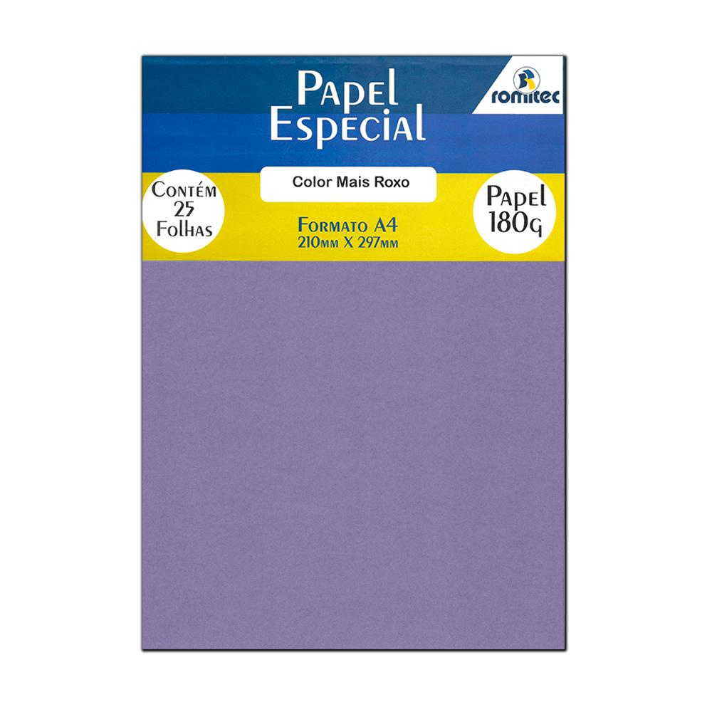 Papel Color Plus Roxo A4 210x297mm 180g Romitec 25Fls | Shopee Brasil