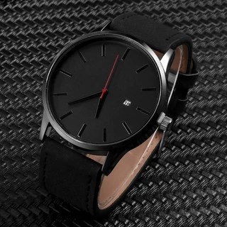 Relógio de Pulso de Quartzo Masculino Esportivo de Couro com Calendário Minimalista