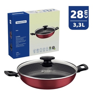 Panela Wok Tramontina Antiaderente com tampa 3,3 litros 28cm ENVIO IMEDIATO