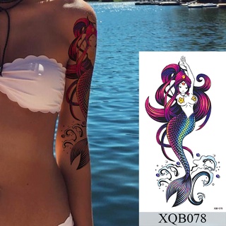 Tatuagem falsa, arte corporal temporária, tattoo feminina em forma de  sereia e algas marinhas, à prova d'água - AliExpress