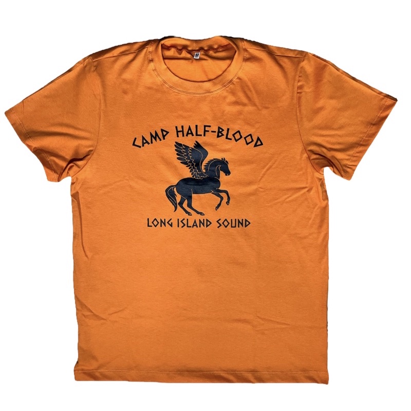 Camiseta Raglan Camp Half Blood / Acampamento Meio-Sangue / Percy Jackson -  Cor Laranja Manga Preta em Promoção na Americanas