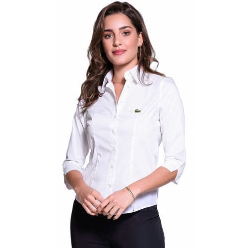 Camisa lacoste sale branca feminina