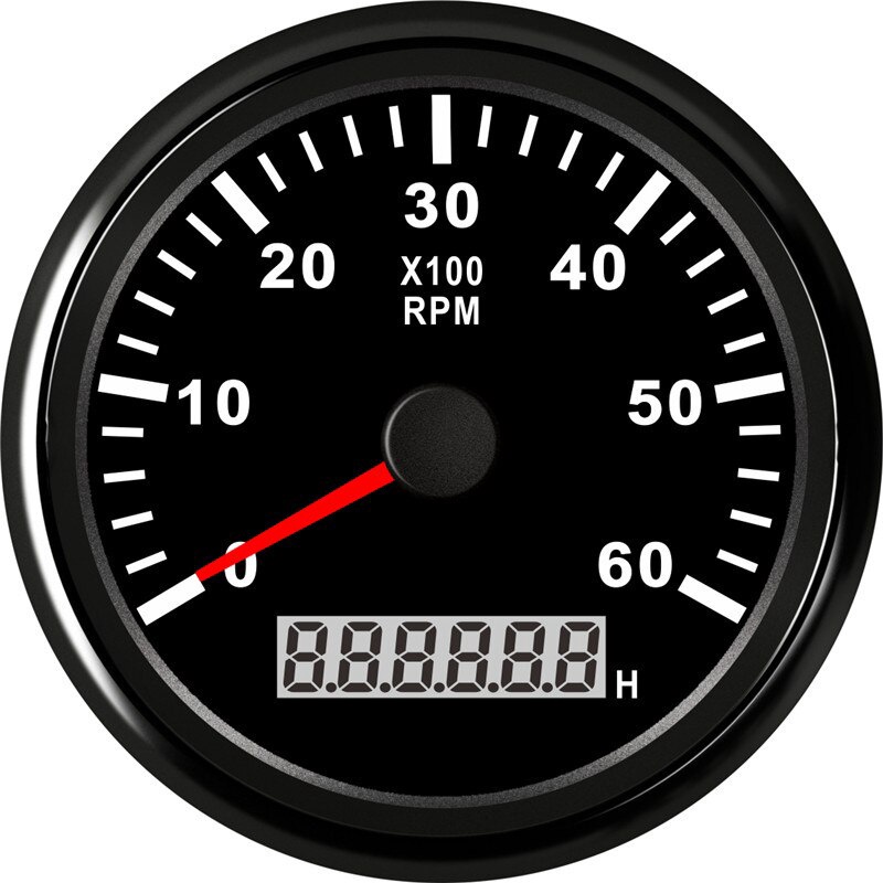 Tacômetro De Barco 8K Medidor De Marítimo LCD Hourmeter 12V/24V 8000 RPM 85mm Carro Toerenteller