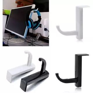 [Escolha De Valor] Fone De Ouvido Preto Com Suporte Para Monitor Gancho De Fixação Casa E Escritório