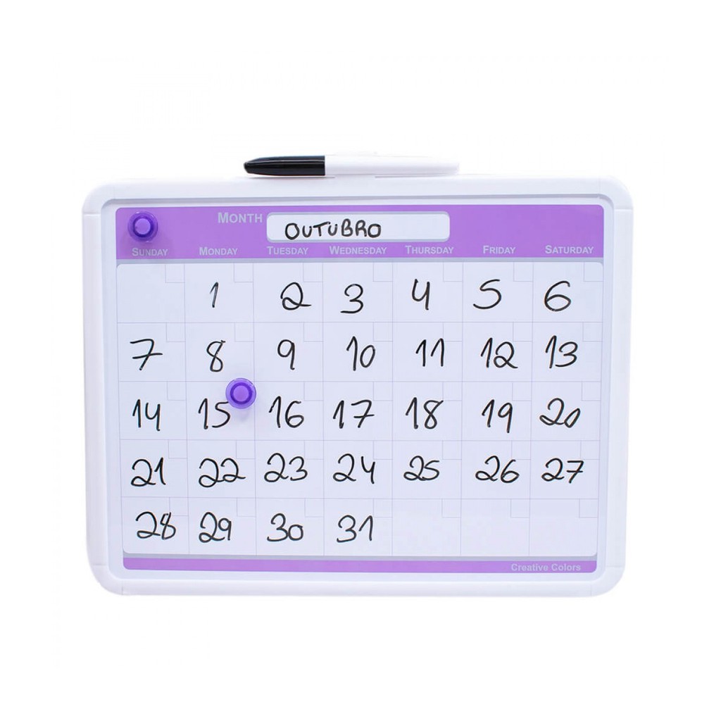 Quadro Branco Magnético De Escrever Calendário 28x36cm | Shopee Brasil
