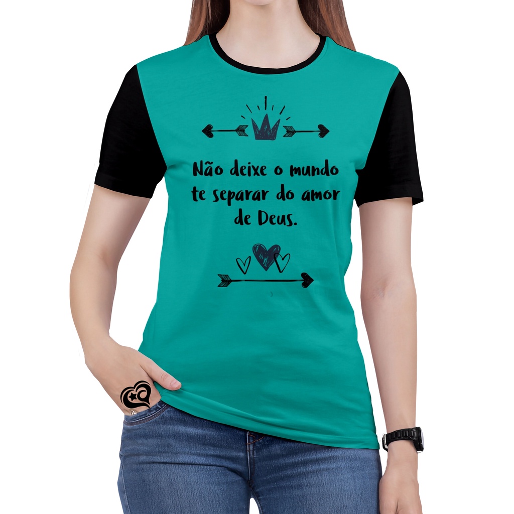 Camiseta Blusinha Feminina Frases Biblicas Deus Gospel Roupa Verde ...