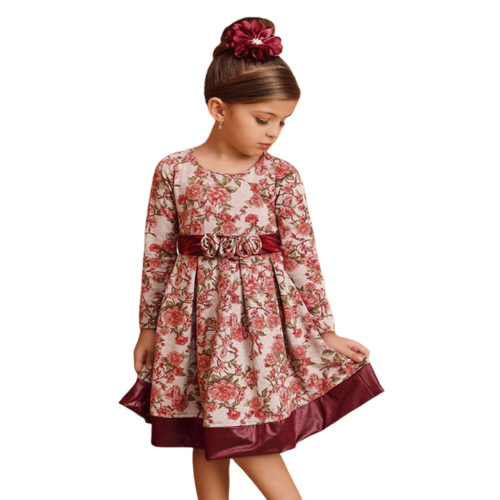 Vestido infantil inverno manga hot sale longa