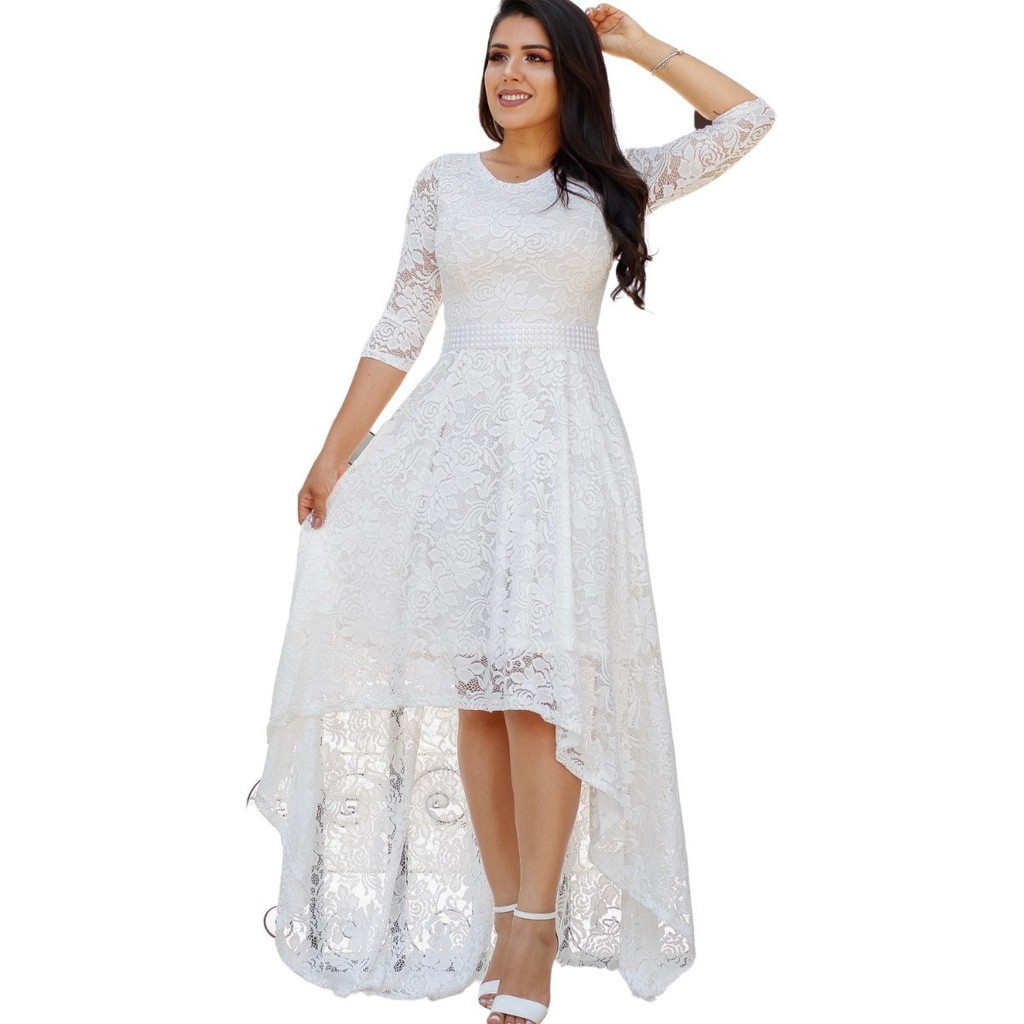 Vestido De Noiva Renda Branco, Simples E Elegante, Cartório